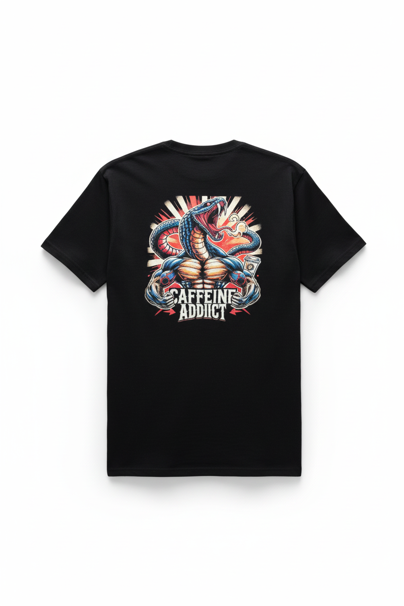 CAFFEINE ADDICT SLIM FIT T-SHIRT BLACK
